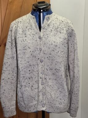 Woman's Handknit Crewneck Button Cardigan Sweater